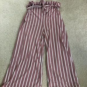 Pink striped flowy pants size medium